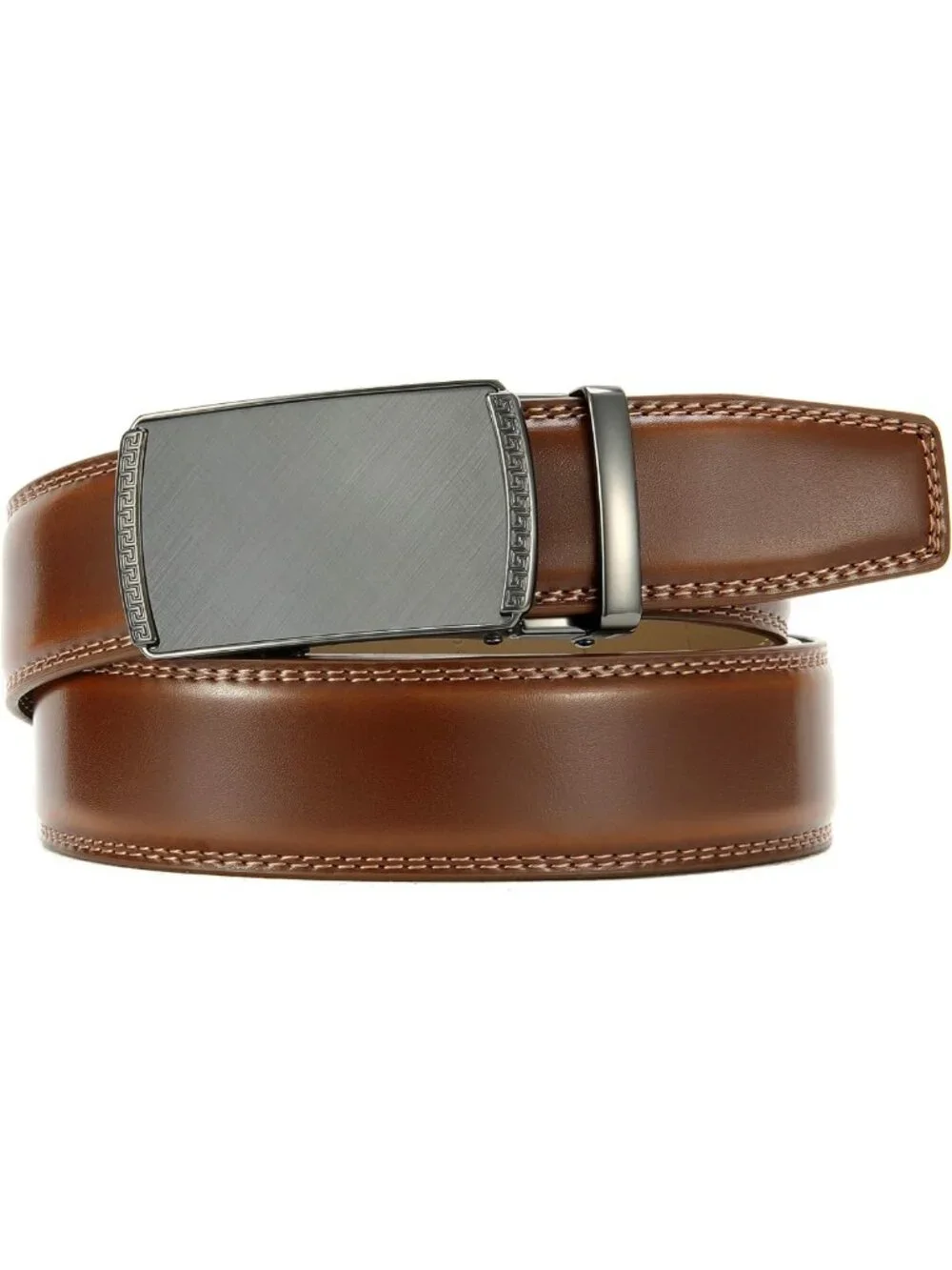 Men's Leather Ratchet Belt - Customizable Fit, Smooth Sliding, Micro-Adjustable